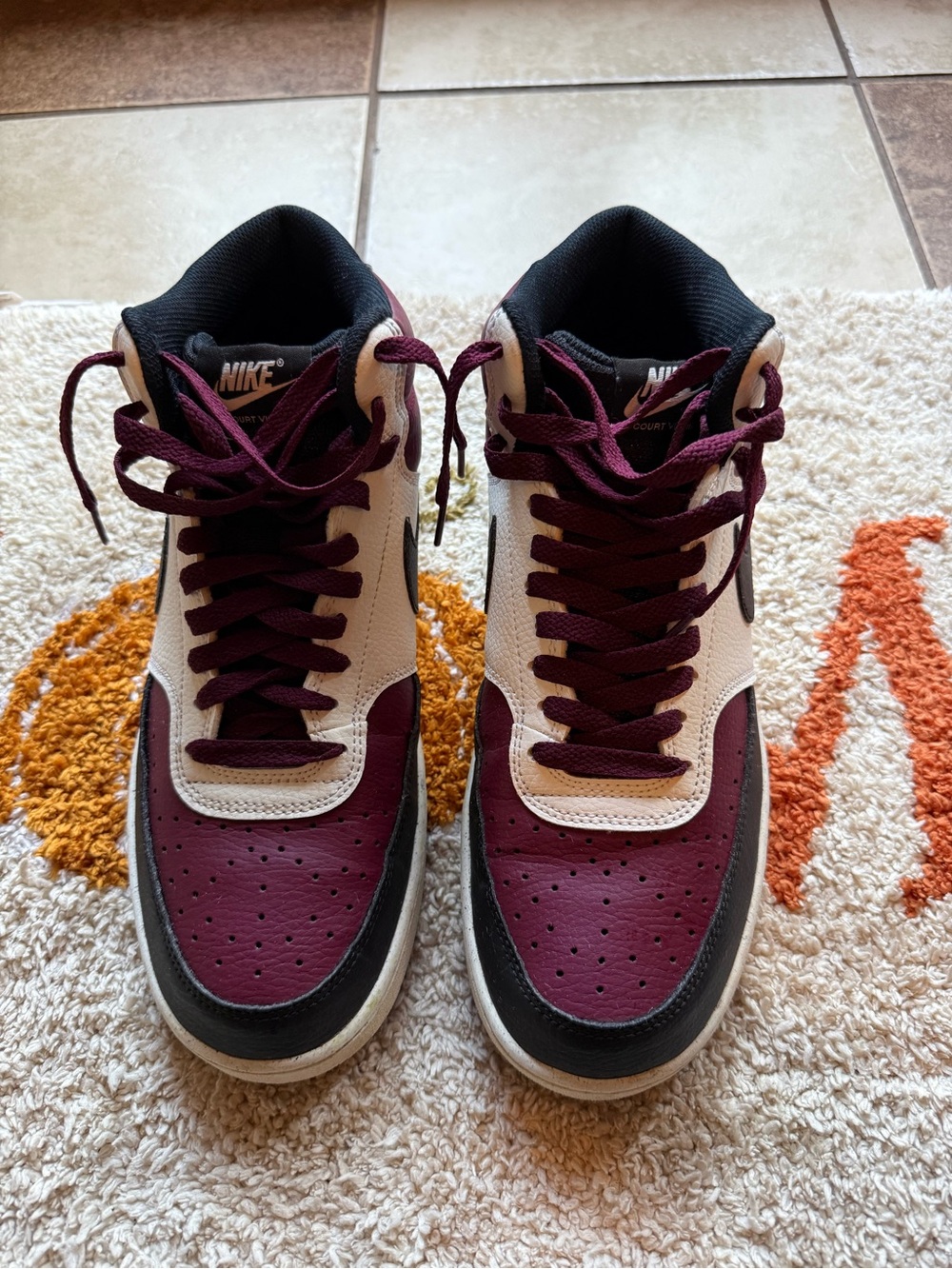 Nike Men’s Maroon, White and Black High-Top Sneakers